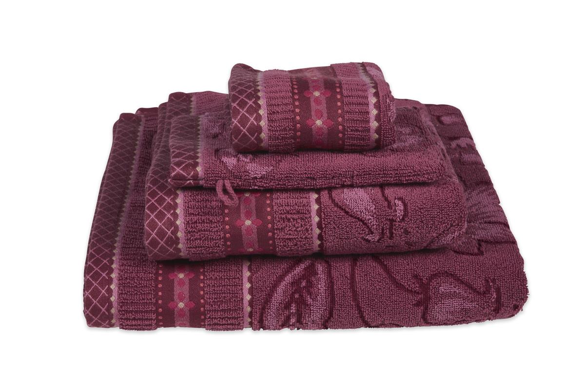 Pip Studio handdoek Jasmin Jacquard - 55x100 cm - donker roze