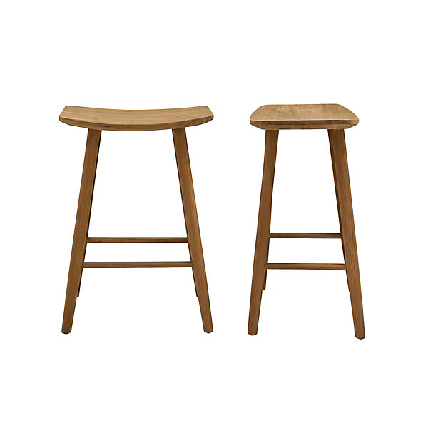 Lot de 2 tabourets de bar en teck massif