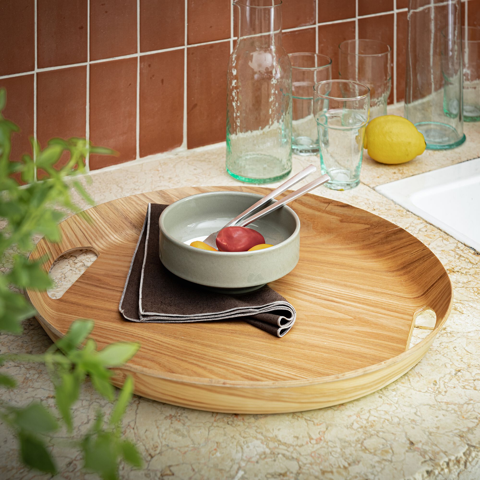 SAULE - Plateau ovale en bois de chêne L46cm - naturel
