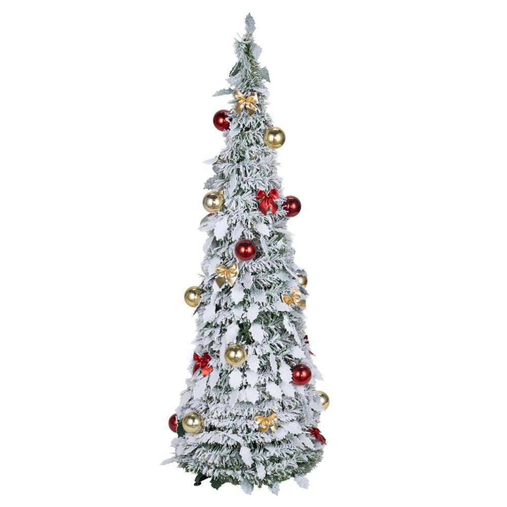 Sapin popup enneigé déco boules de No&euml;l 60X60XH180 cm