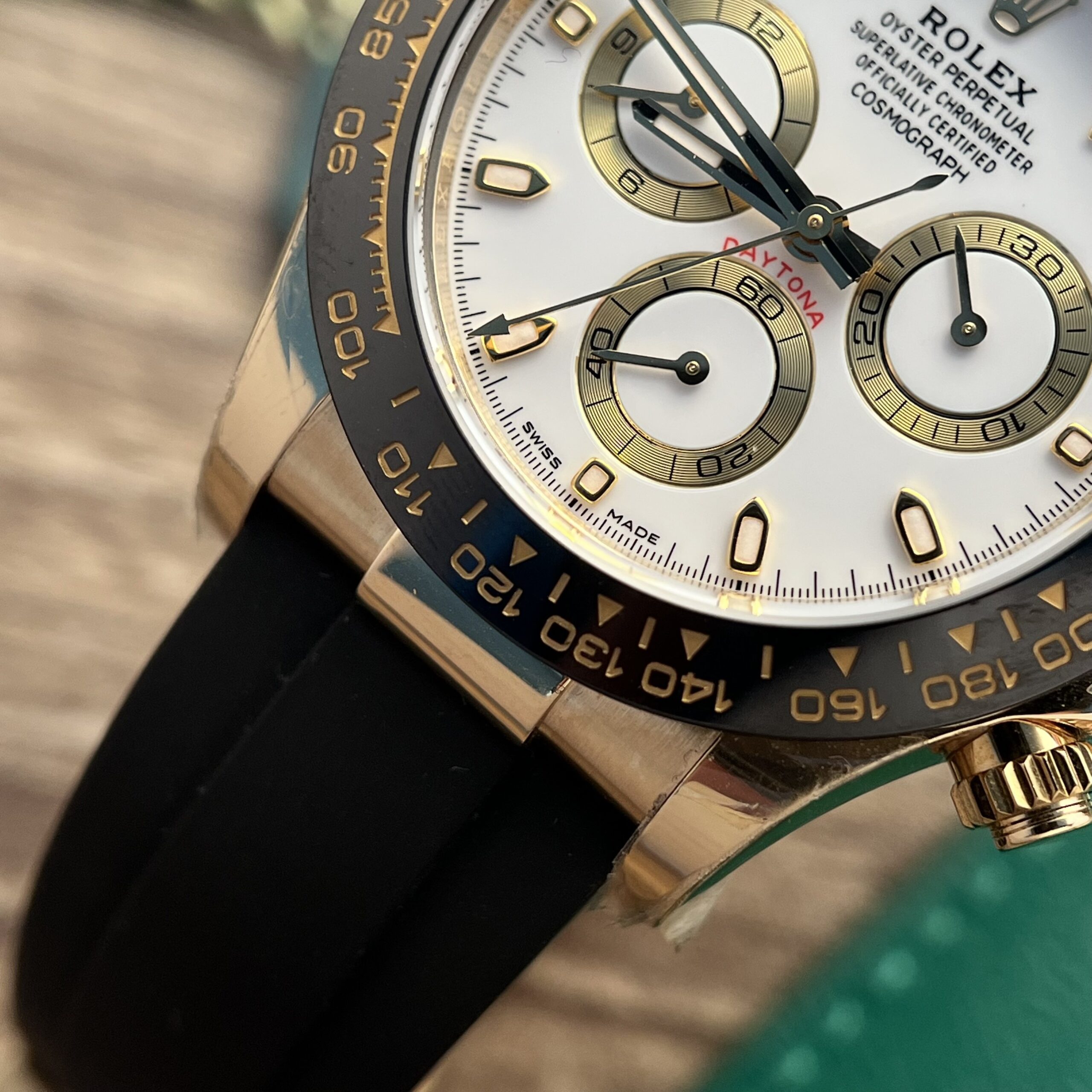 Rolex Daytona YG Plated White Dial 40mm Oysterflex Super Clone