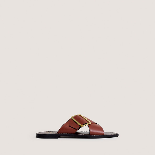 Nu-pieds à lanières entrecroiséesen cuir cognac | WILA