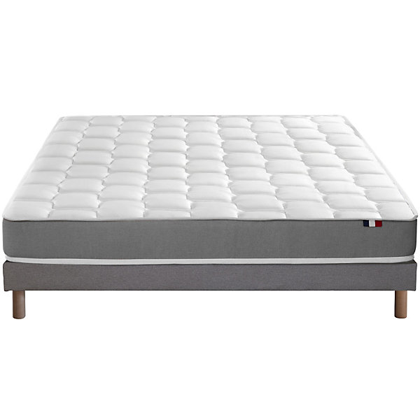 Ensemble matelas mousse sommier gris 140x190