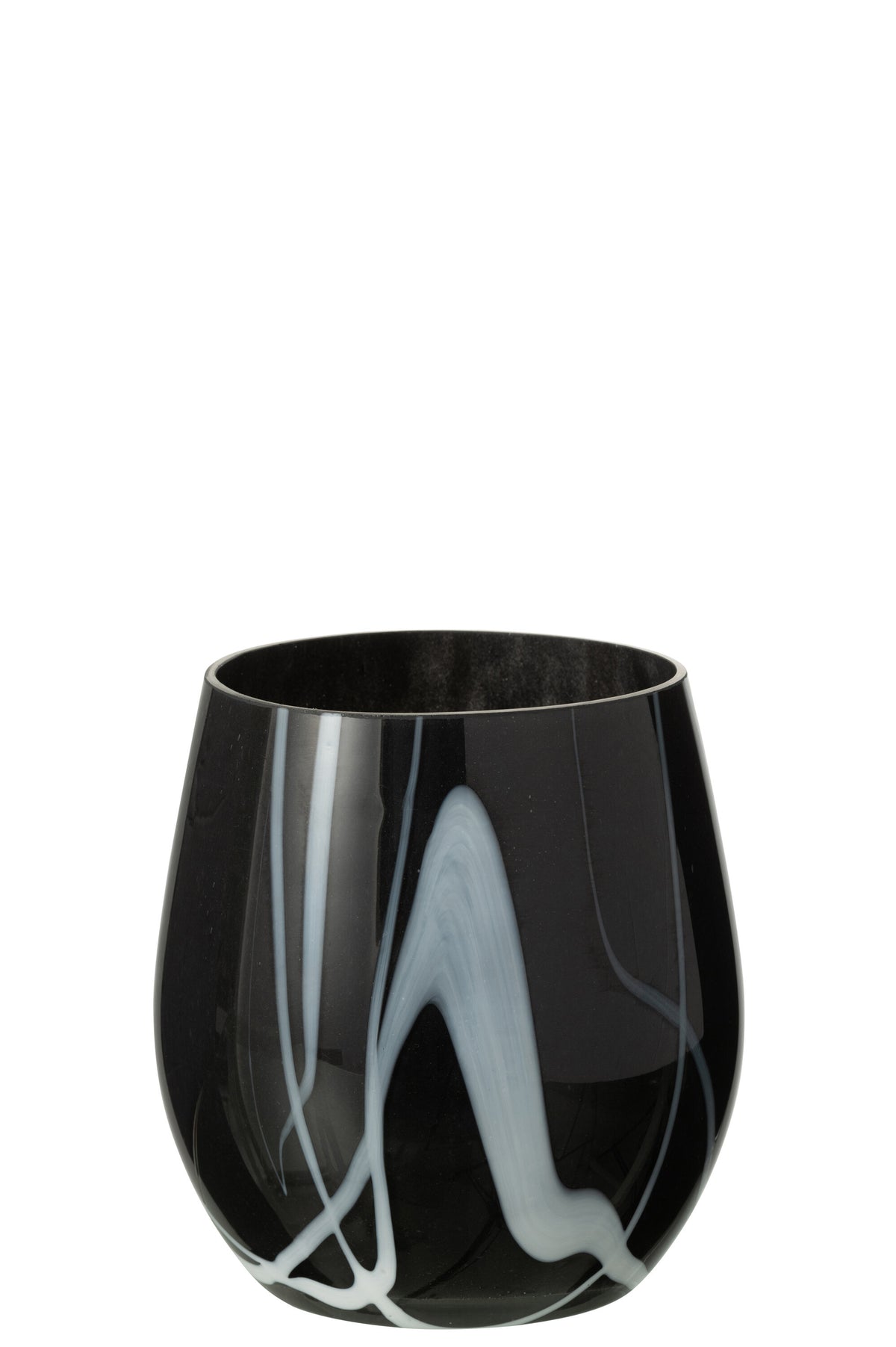 J-Line windlicht Rookeffect - glas - zwart/wit