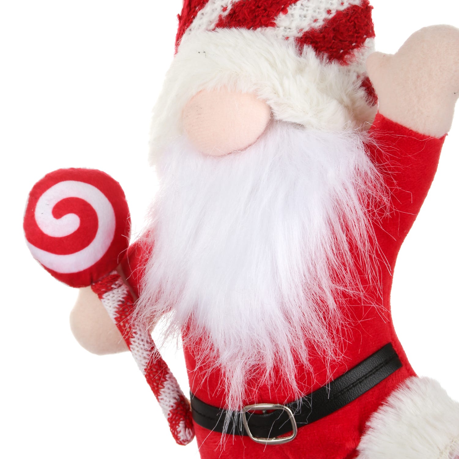 Gnomo Natale piede alzato 45 cm cappello rosso righe