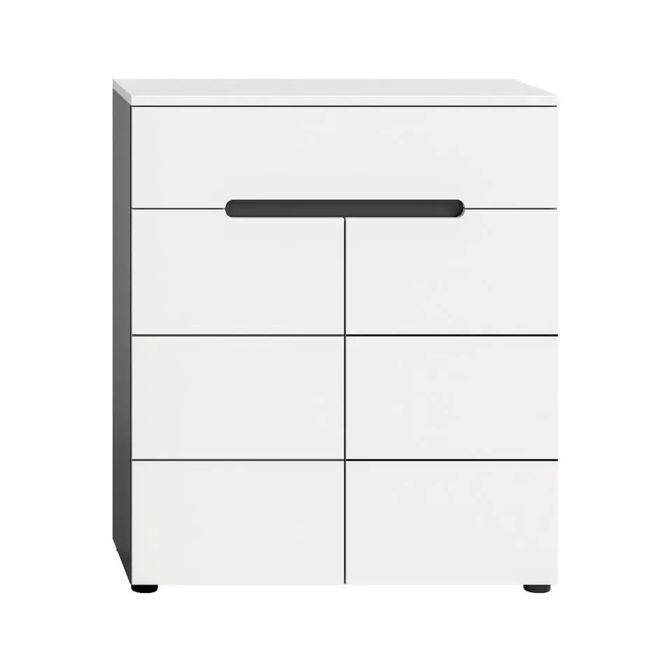 Hioshop Canu schoenenkast 2 deuren- 1 lade wit- grijs