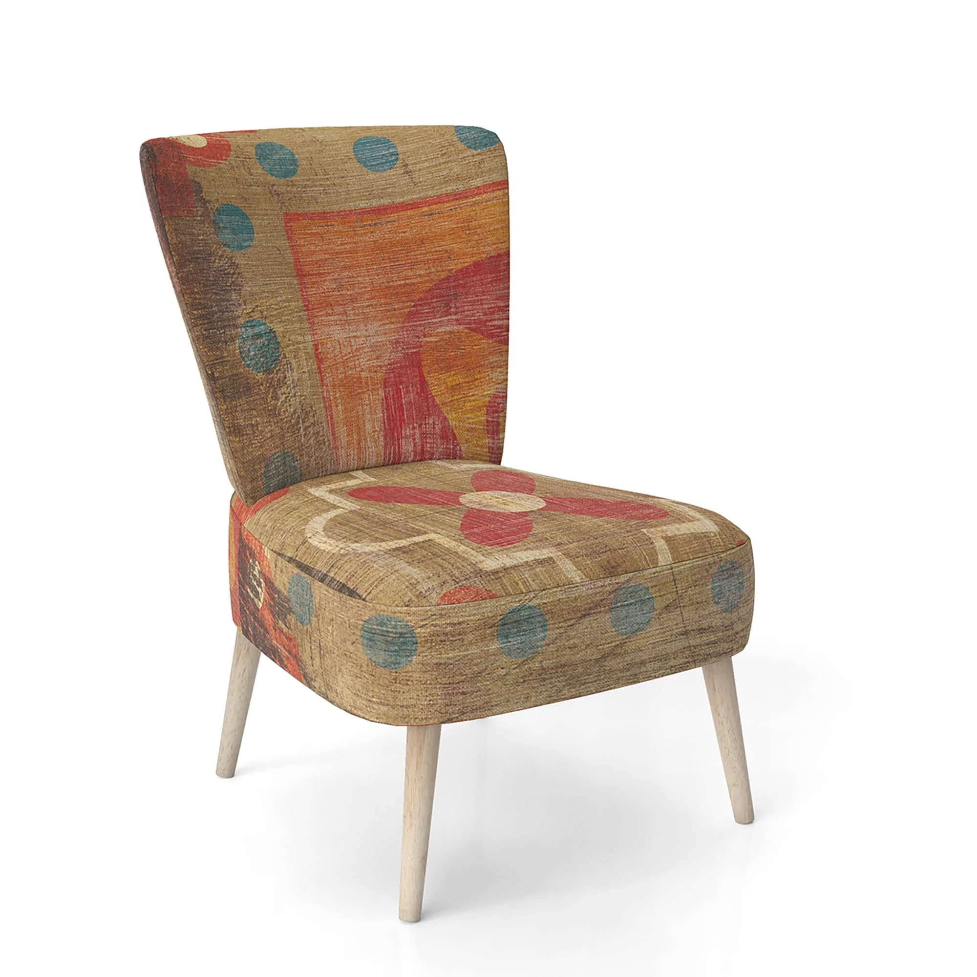 Designart Moroccan Orange Tiles Collage II Upholstered Bohemian Chic Accent Chair - Arm Chair