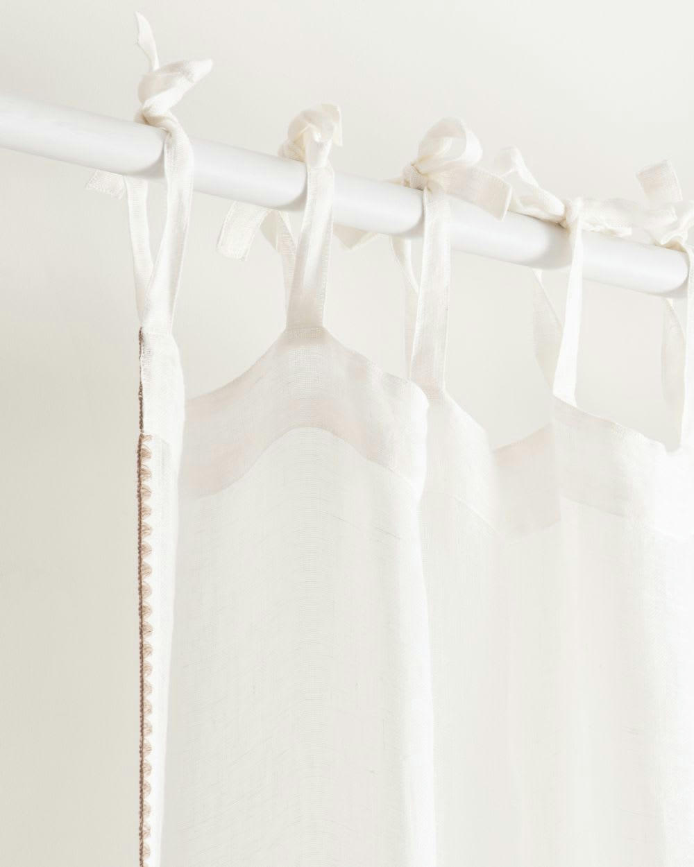 DIKIRN - Rideau à nouettes en lin écru à l'unité 140x250