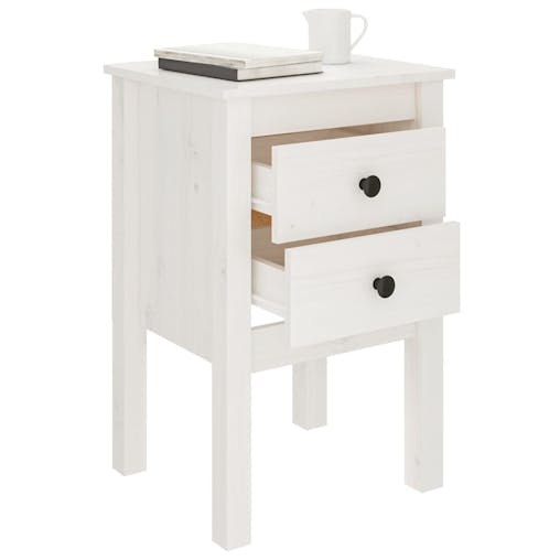 NNEVL Bedside Cabinets 2 pcs White 40x35x61.5 cm Solid Wood Pine
