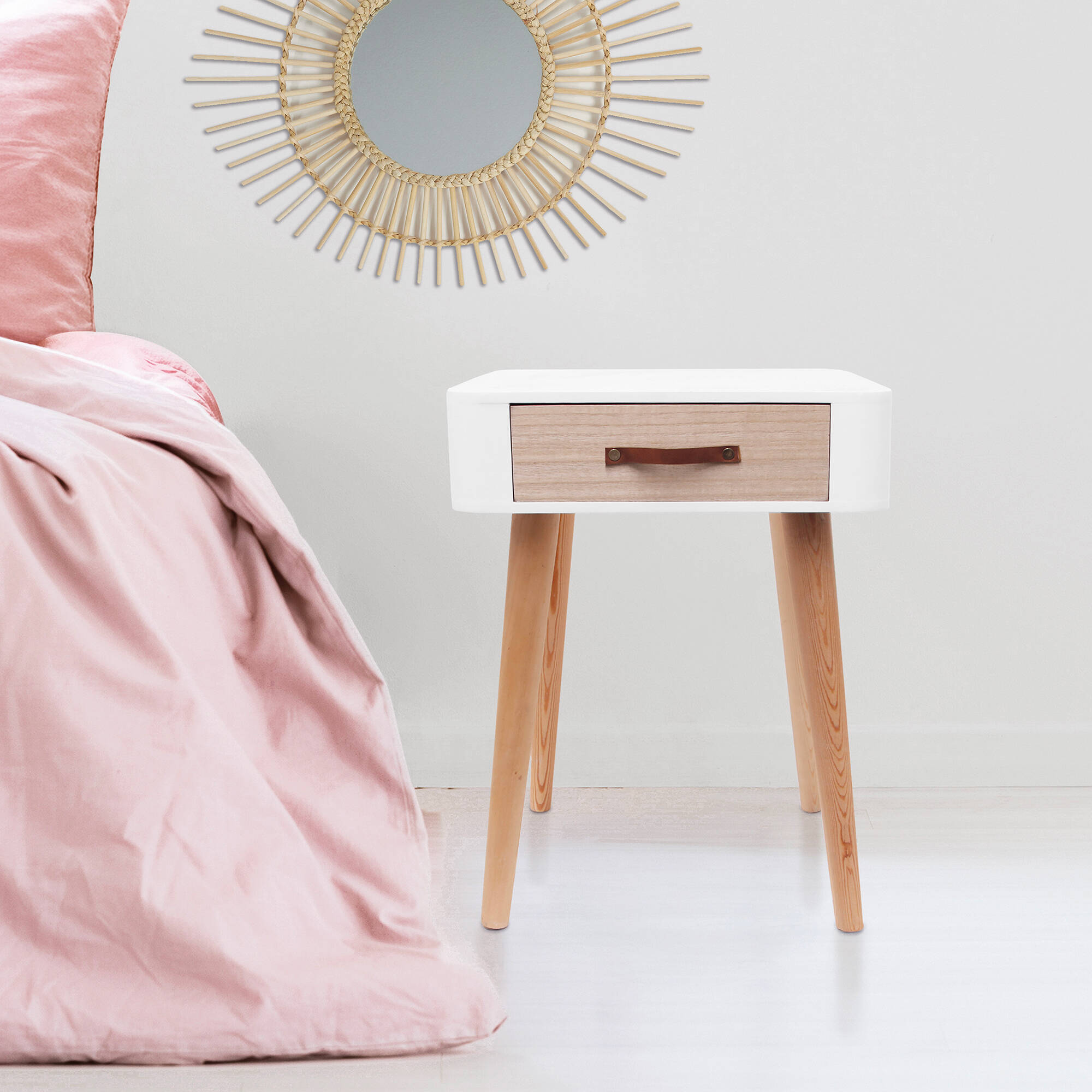 Table de chevet bicolore 1 tiroir