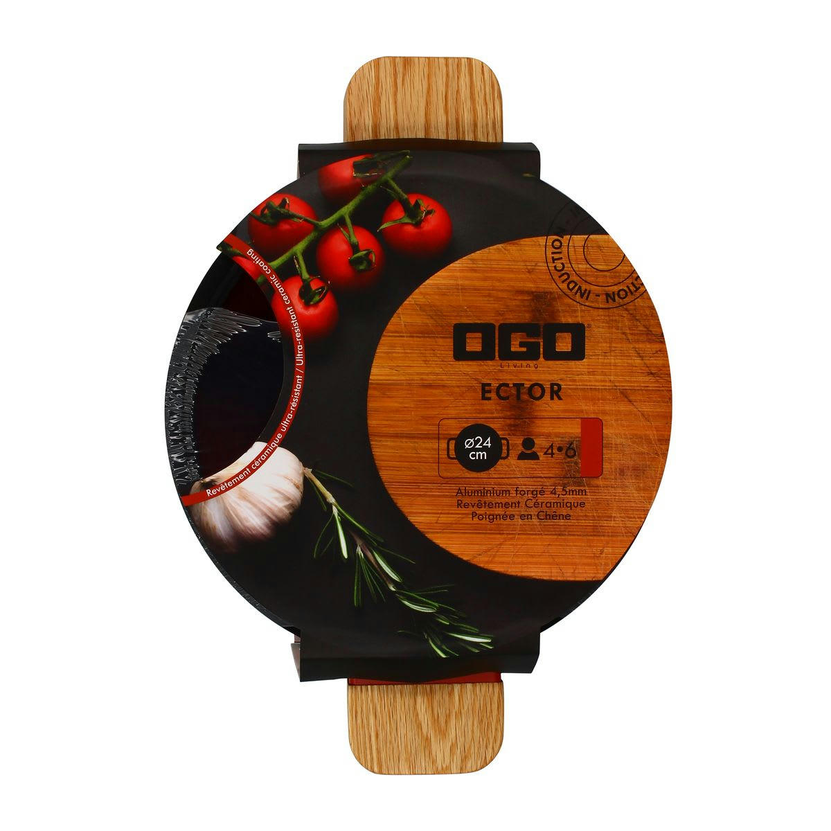 ECTOR - Faitout en aluminium/céramique paprika Ø24cm - compatible induction