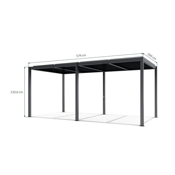 Pergola ogrodowa Luxe 5.8x4m podwójna, manualna aluminiowa antracytowa