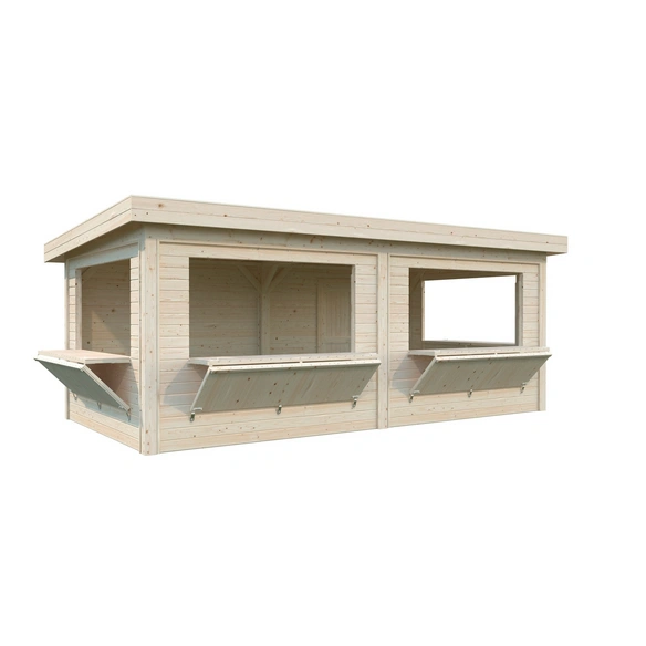 Marktstand »Lenna Set 312«, B x H x L: 588 x 245 x 300 cm, Braun, tauchgrundiert