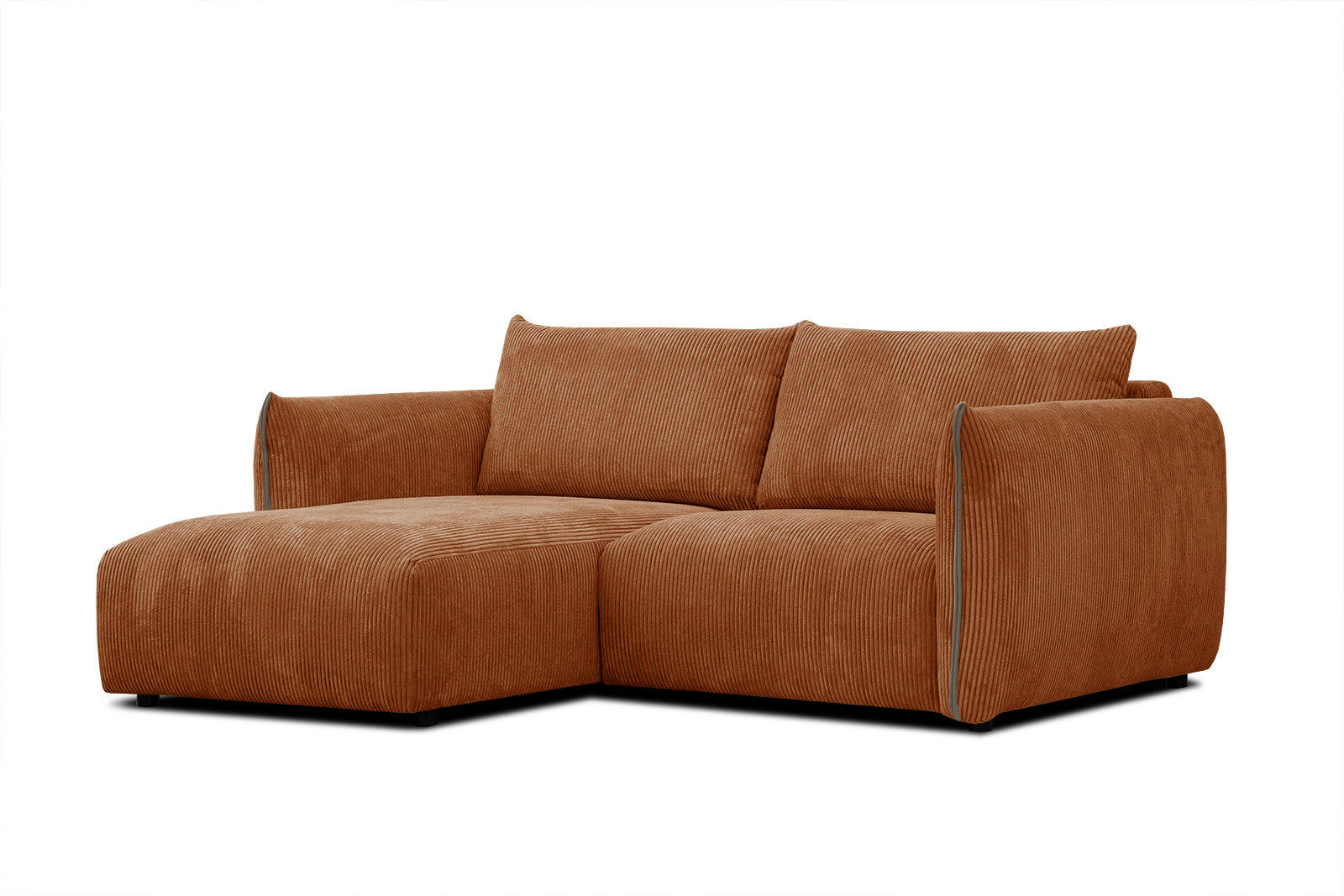 TAUER - Canapé d'angle gauche 3 places tissu marron