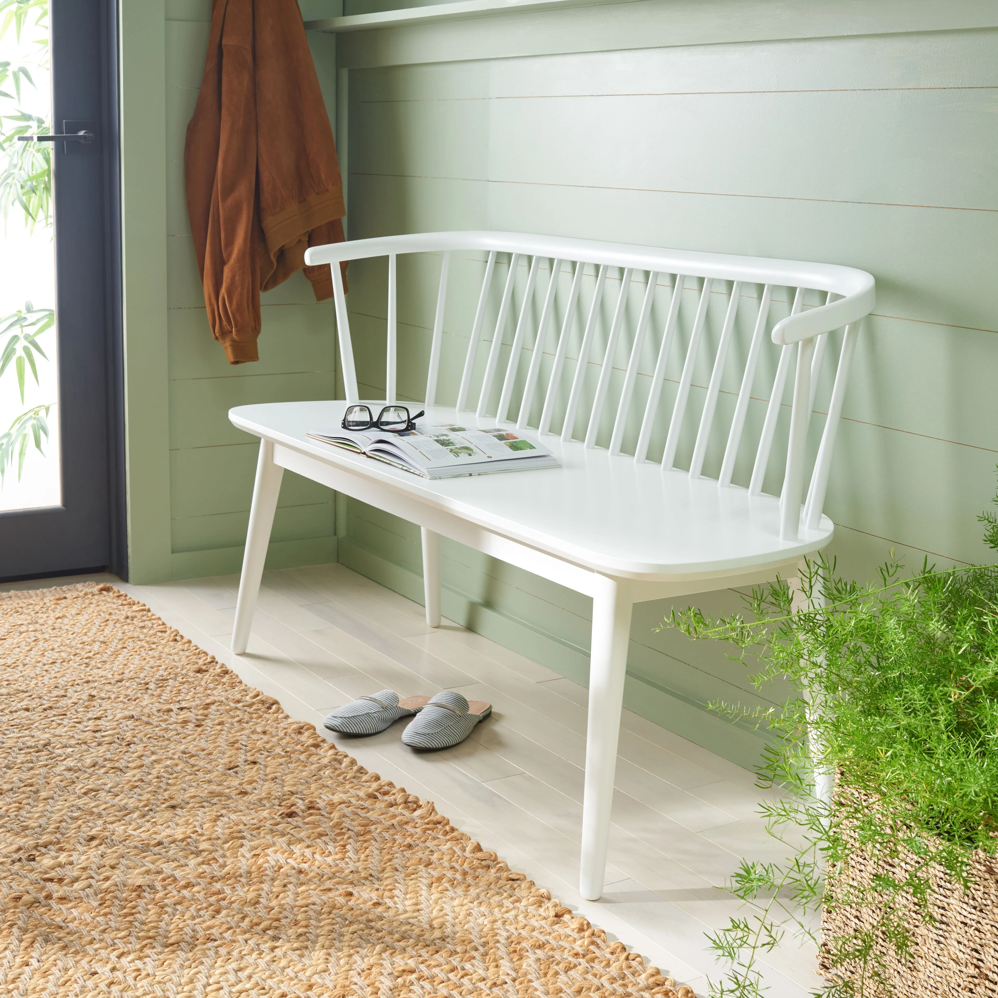 SAFAVIEH Sibyl Farmhouse Solid Wood Spindle Bench - 53W x 19D x 31H