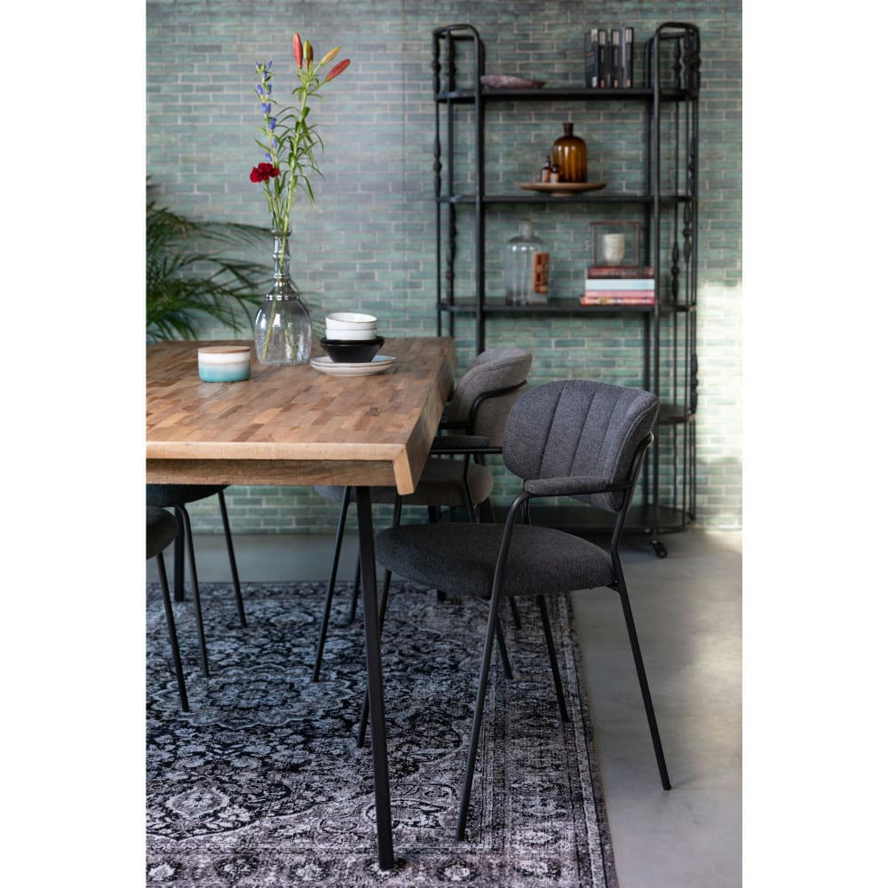 JOLIEN - Lot de 2 chaises avec accoudoirs et pieds noirs gris