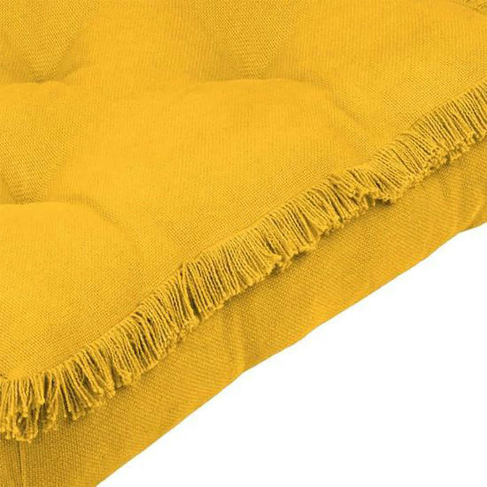- Coussin de sol frangé moutarde coton moutarde 45x45