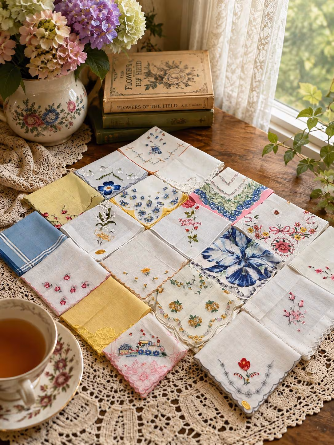 Vintage Hankies - Floral Hankies, Embroidered and Lacy Ladies Handkerchiefs (0452)