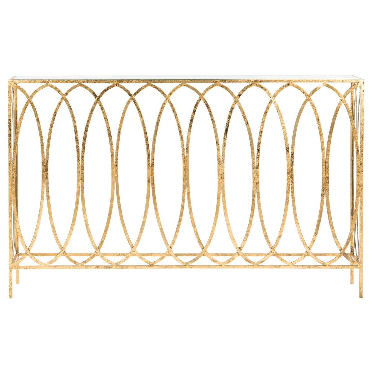 SAFAVIEH Monna Oval Ringed Gold Console Table - 48 x 8 x 30 - 48Wx8Dx30H