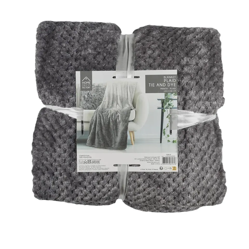 Home Deco factory Fleece deken - grijs - 150 x 200 cm cm