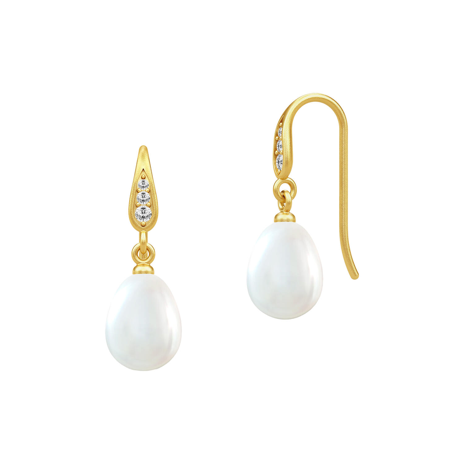 Ocean Earrings, gold/white pearl