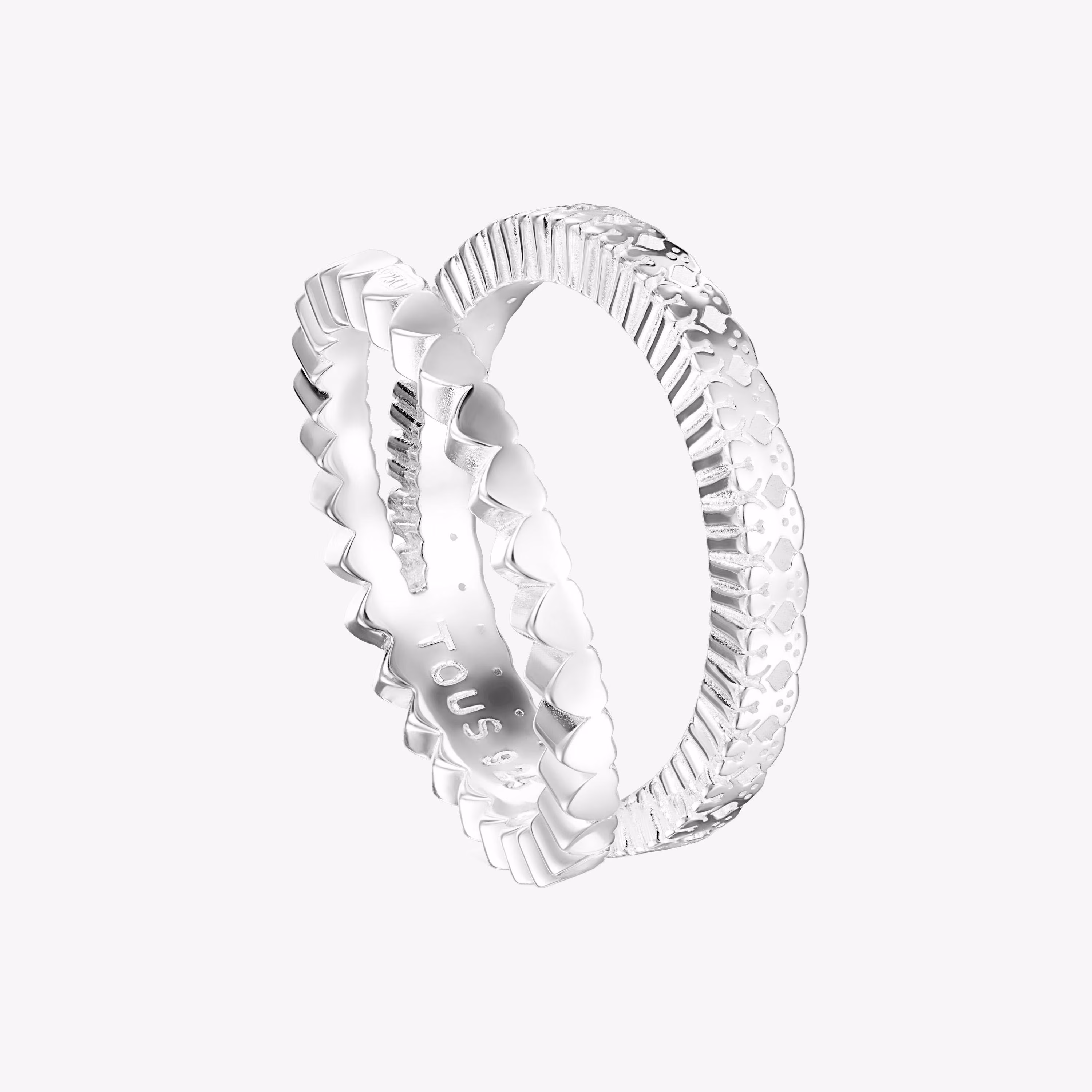 Anillo doble de plata motivos corazón Straight