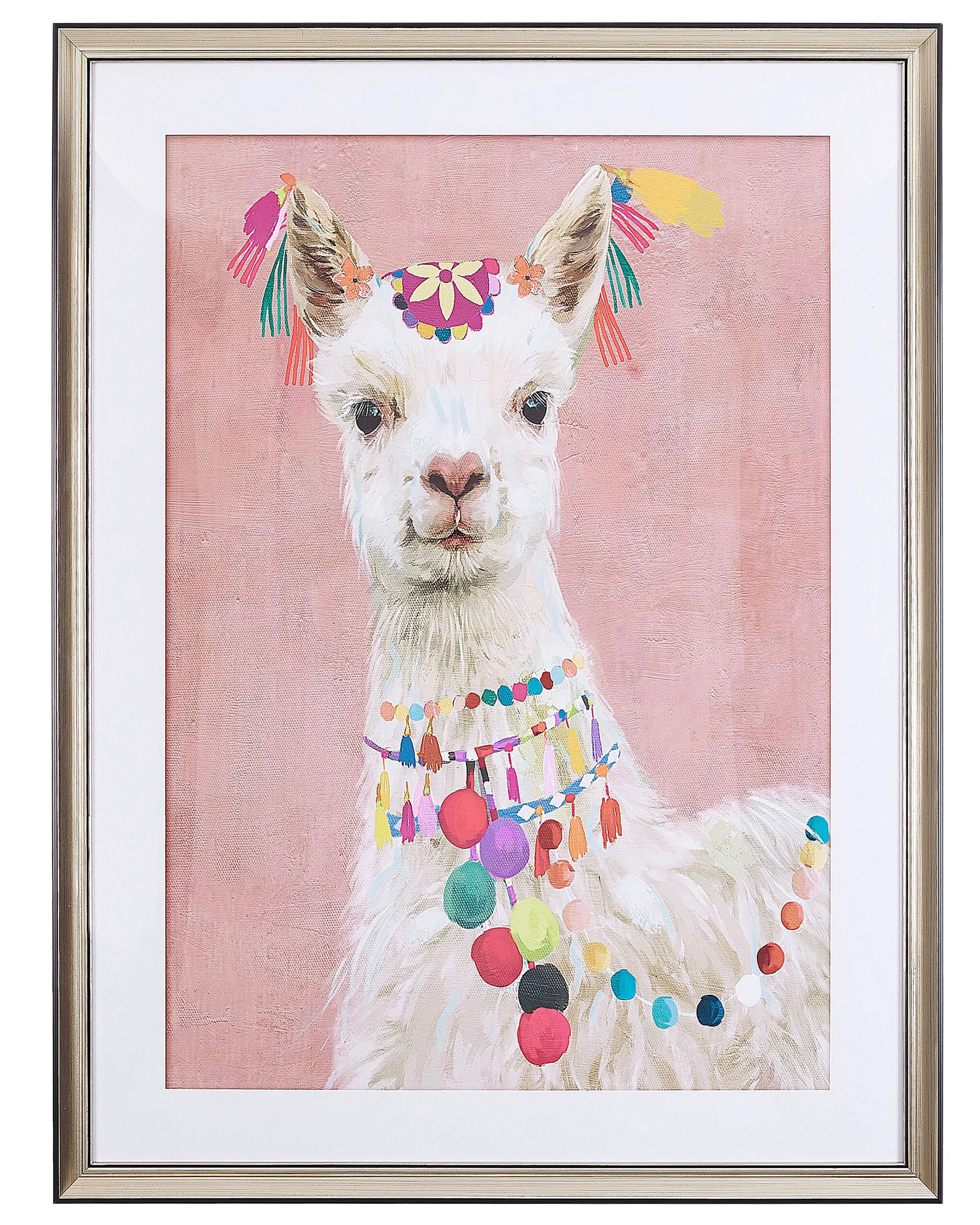 Framed Wall Print BALALA Animal Motif 60 x 80 cm Pink