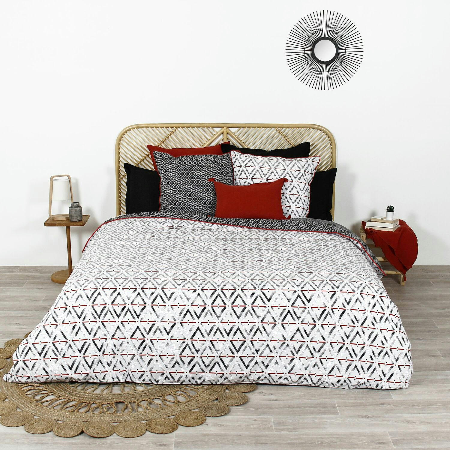 BENGAL - Parure housse de couette coton blanc 240x260 cm