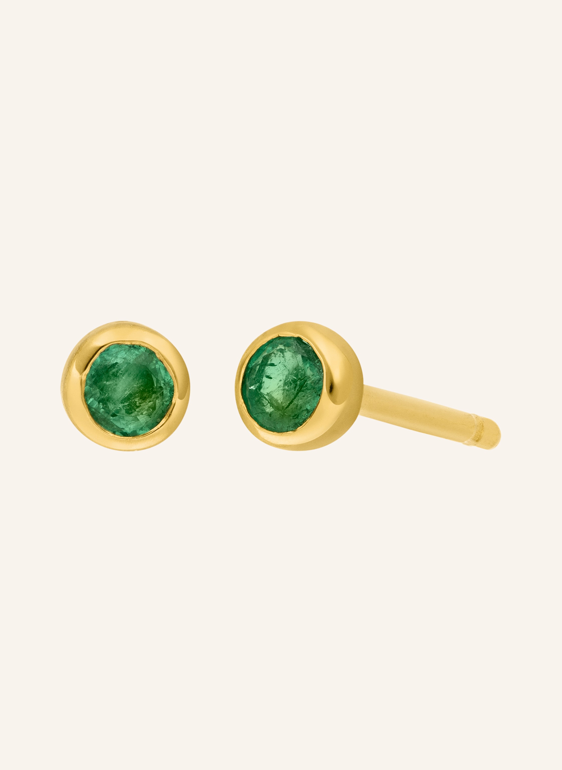 Leaf Ohrstecker SMARAGD aus 14 Karat Gelbgold