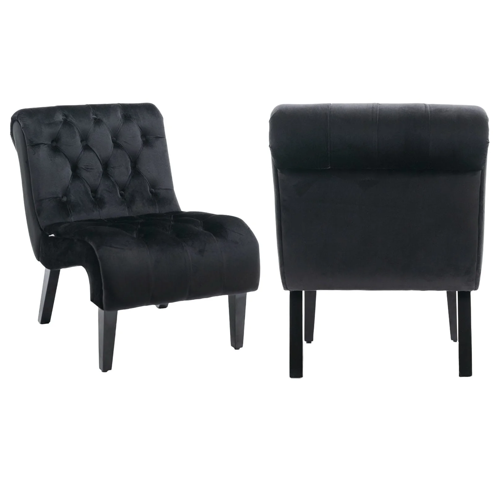 Modern Velvet Armless Living Room Chairs Set of 2