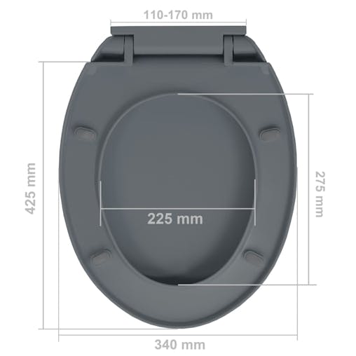 NNEVL Soft-Close Toilet Seat Grey Oval
