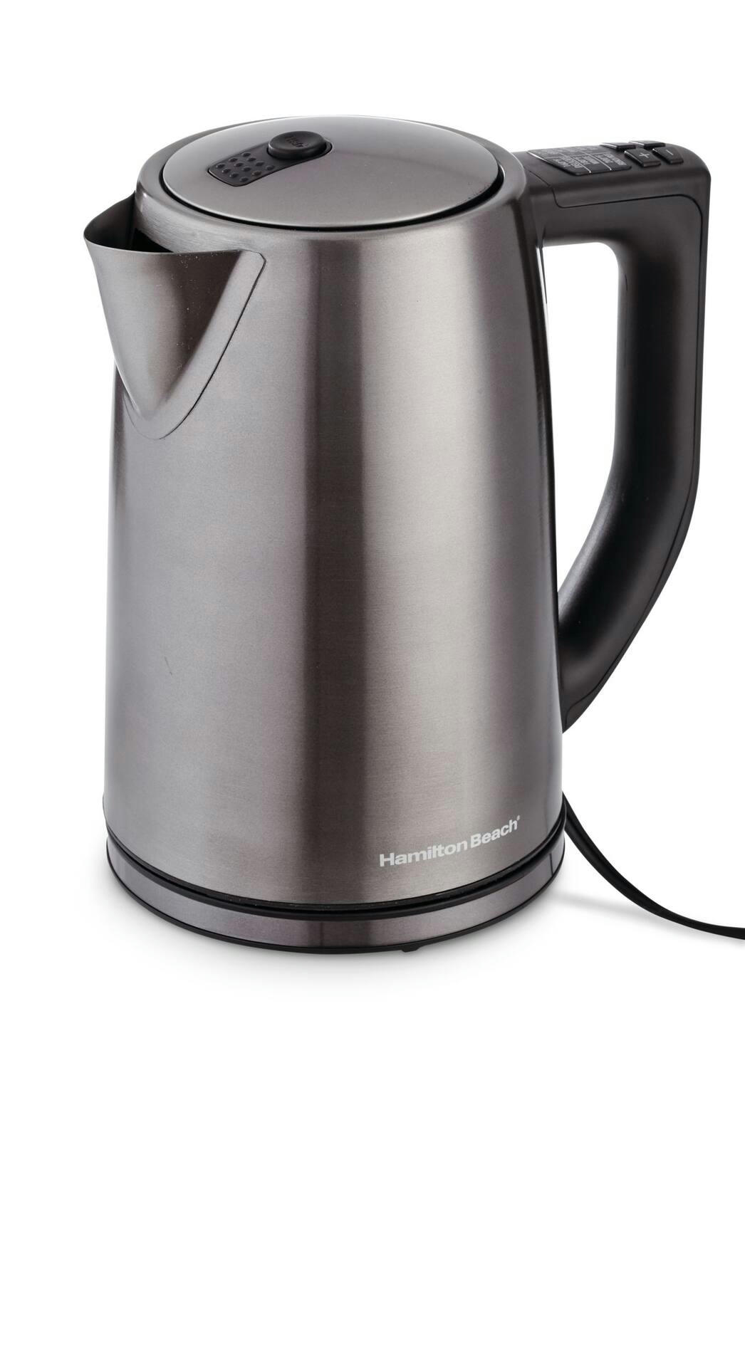 Hamilton Beach Elite Cordless Electric Kettle w/ Auto Shut Off & Blue LED Light, Stainless Steel, 1.7L