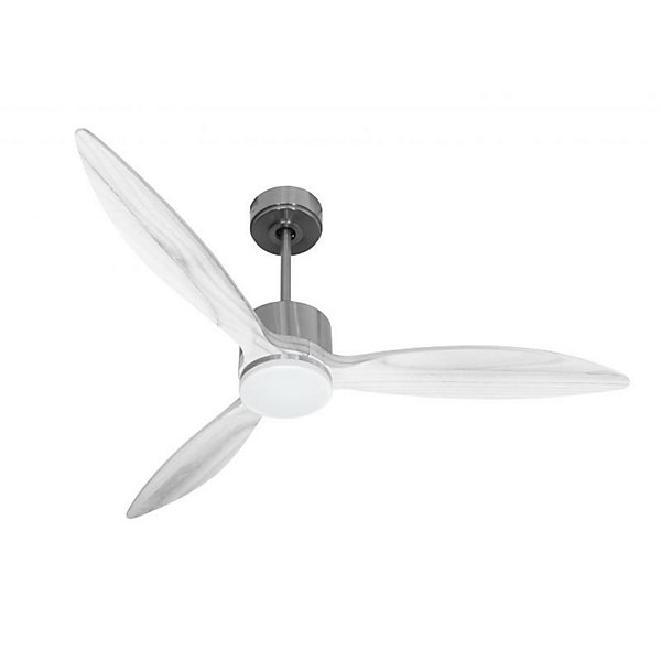Modulo slim - Super destratificateur et ventilateur DC 132 cmChrome pales bois blanc avec Lumière 25 à 35 m²