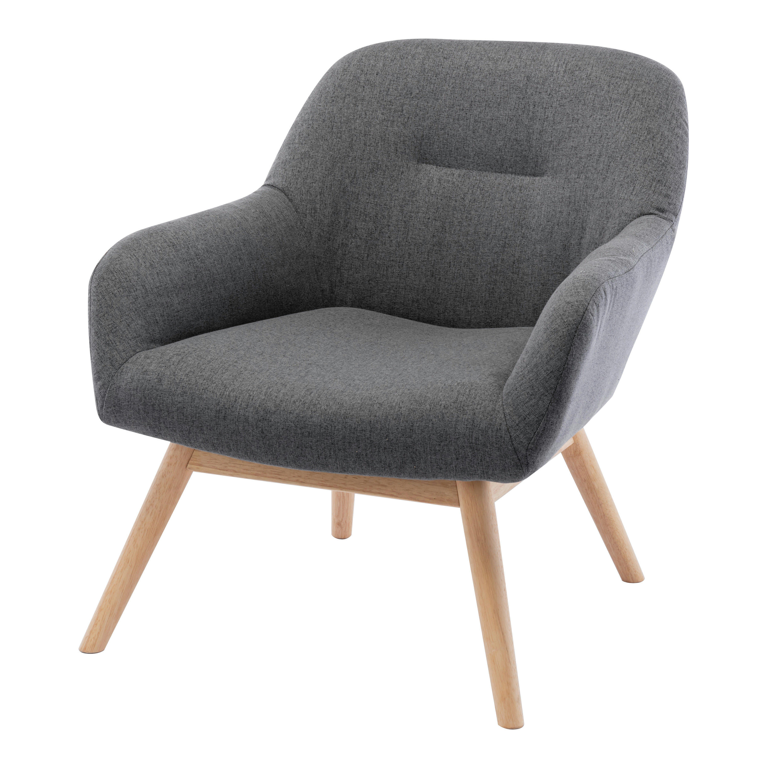 MALMO - Fauteuil scandinave tissu gris pieds bois