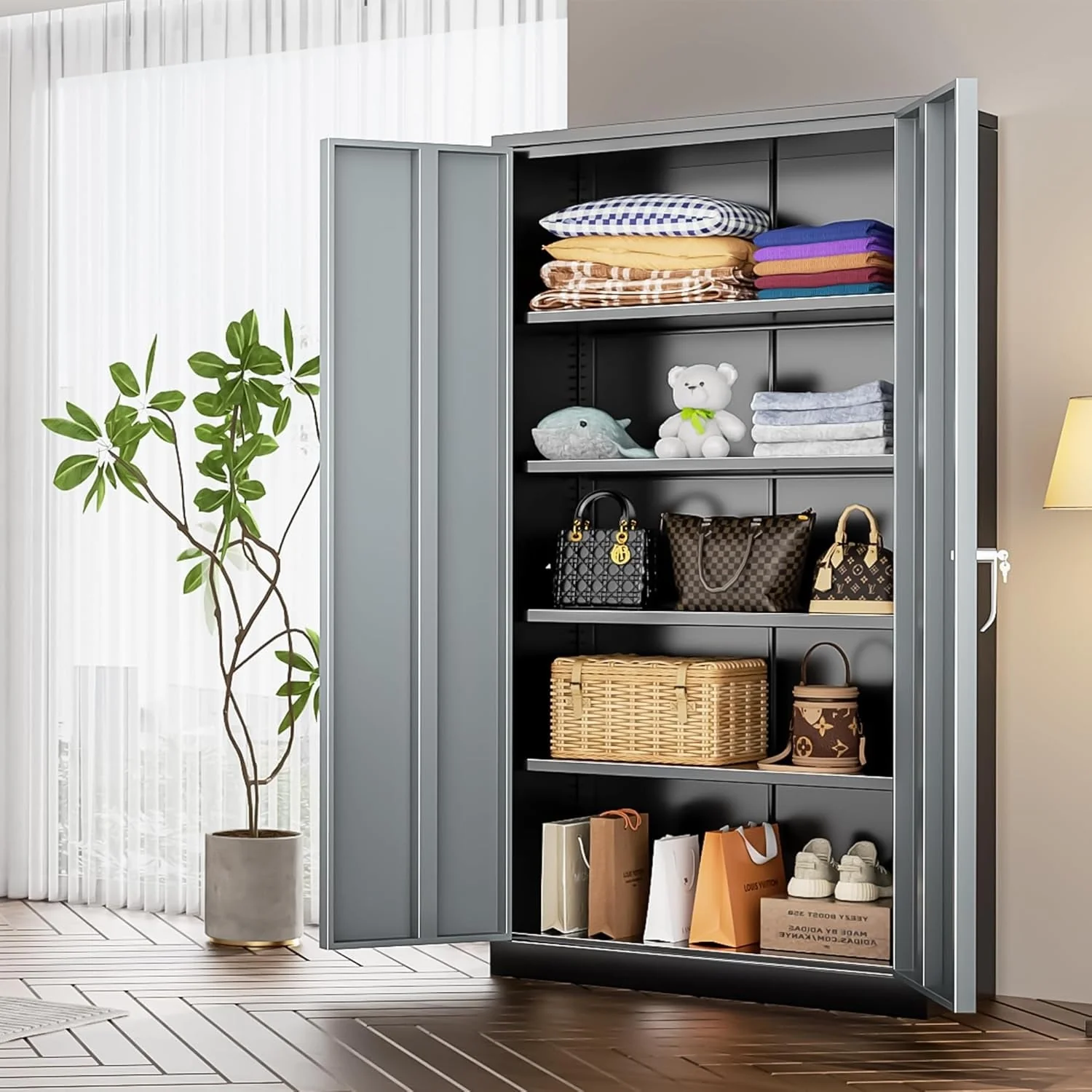 72'' H x 36'' W Metal Garage Storage Cabinet with Locking Doors and Adjustable Shelves