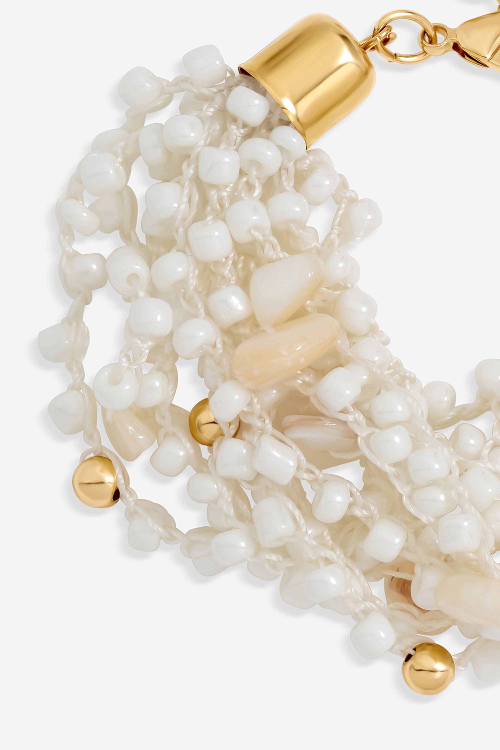 Mood Gold Plated Statement Multirow Beaded Bracelet