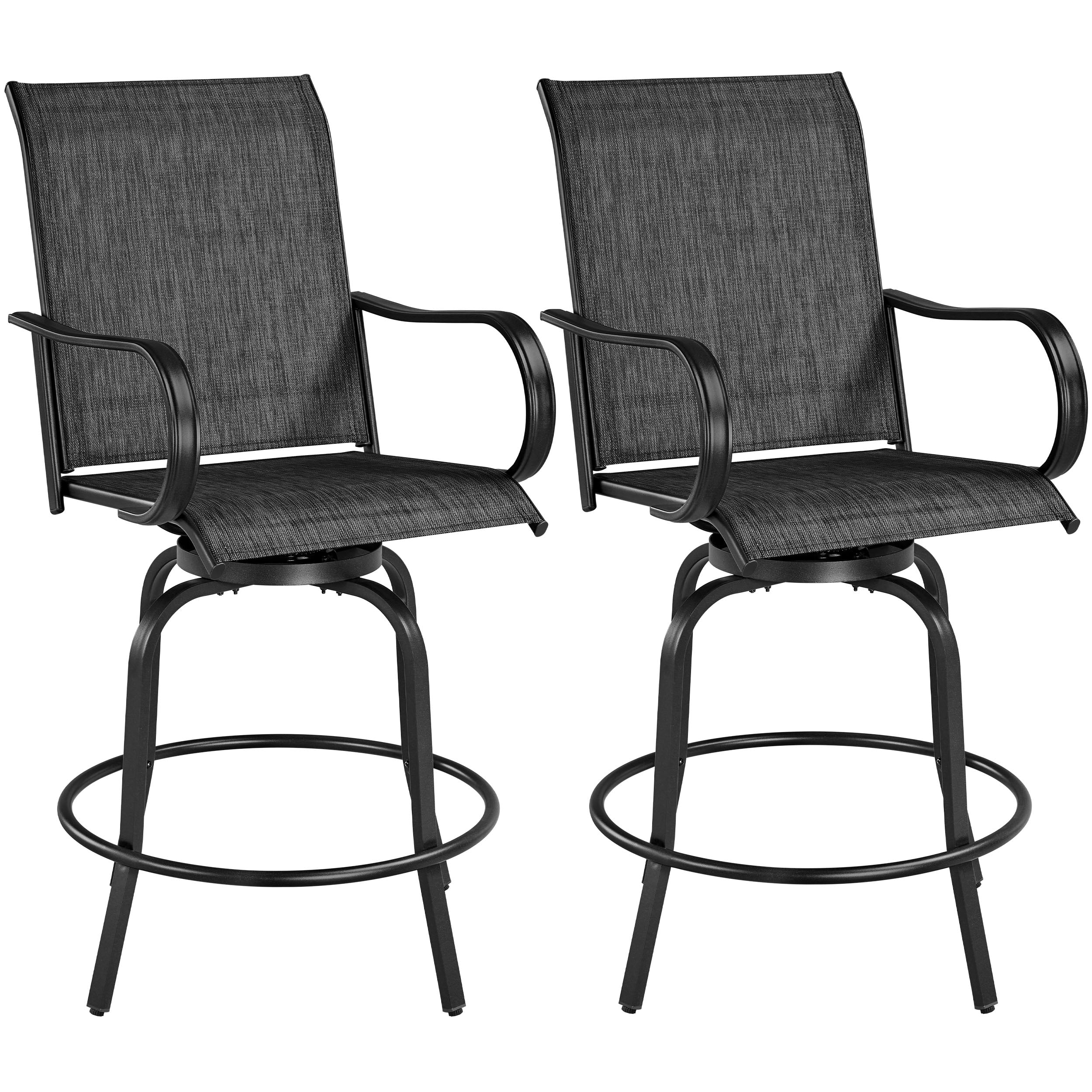 Yaheetech 2 Piece Outdoor Swivel Bar Stools Breathable Texteline Patio Bistro Chair