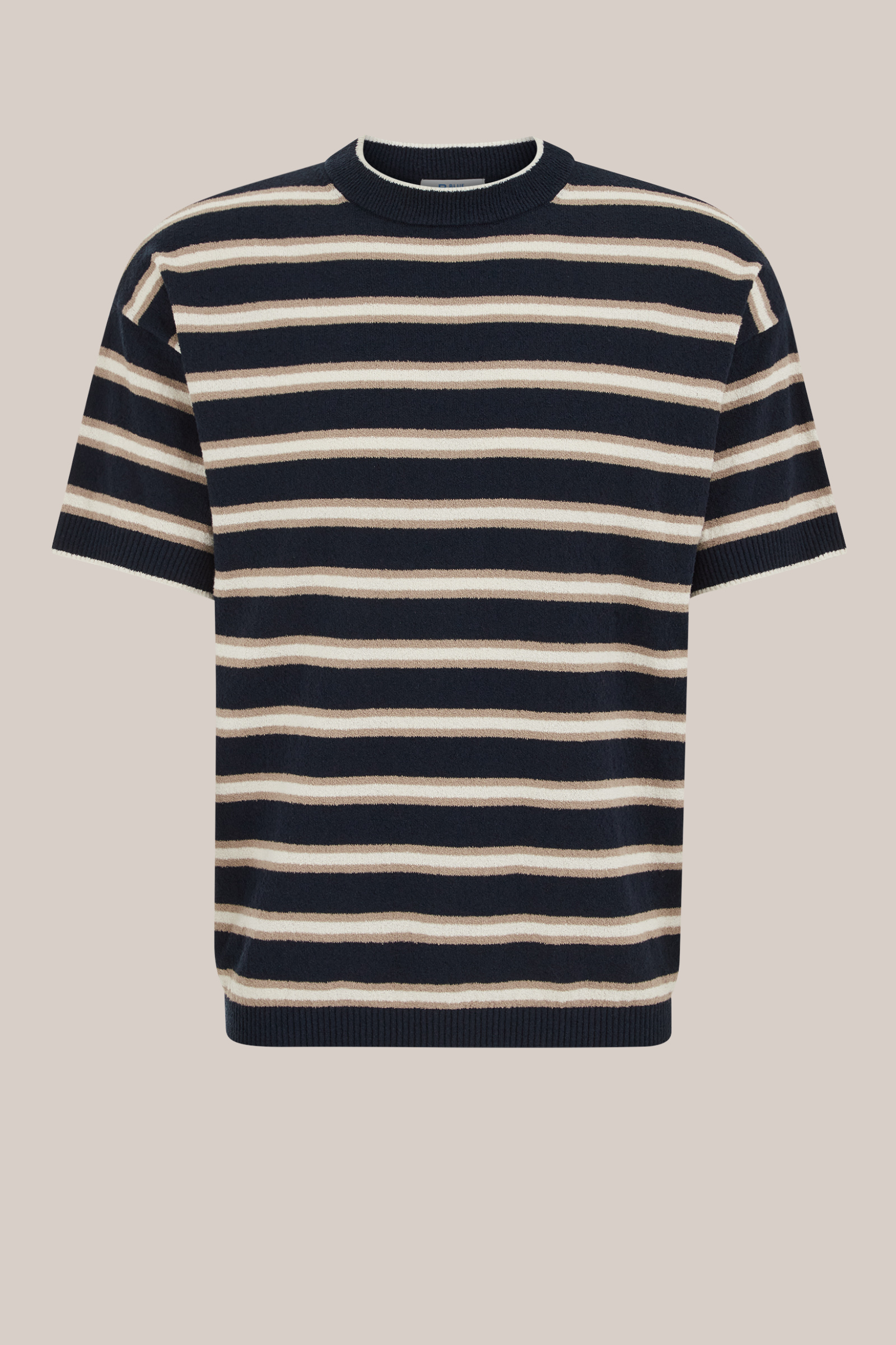 Heren regular fit boucle Thirt met streep