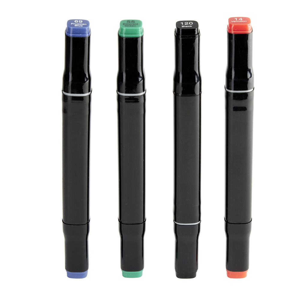Lot de 4 marqueurs double pointe 4 couleurs L15cm