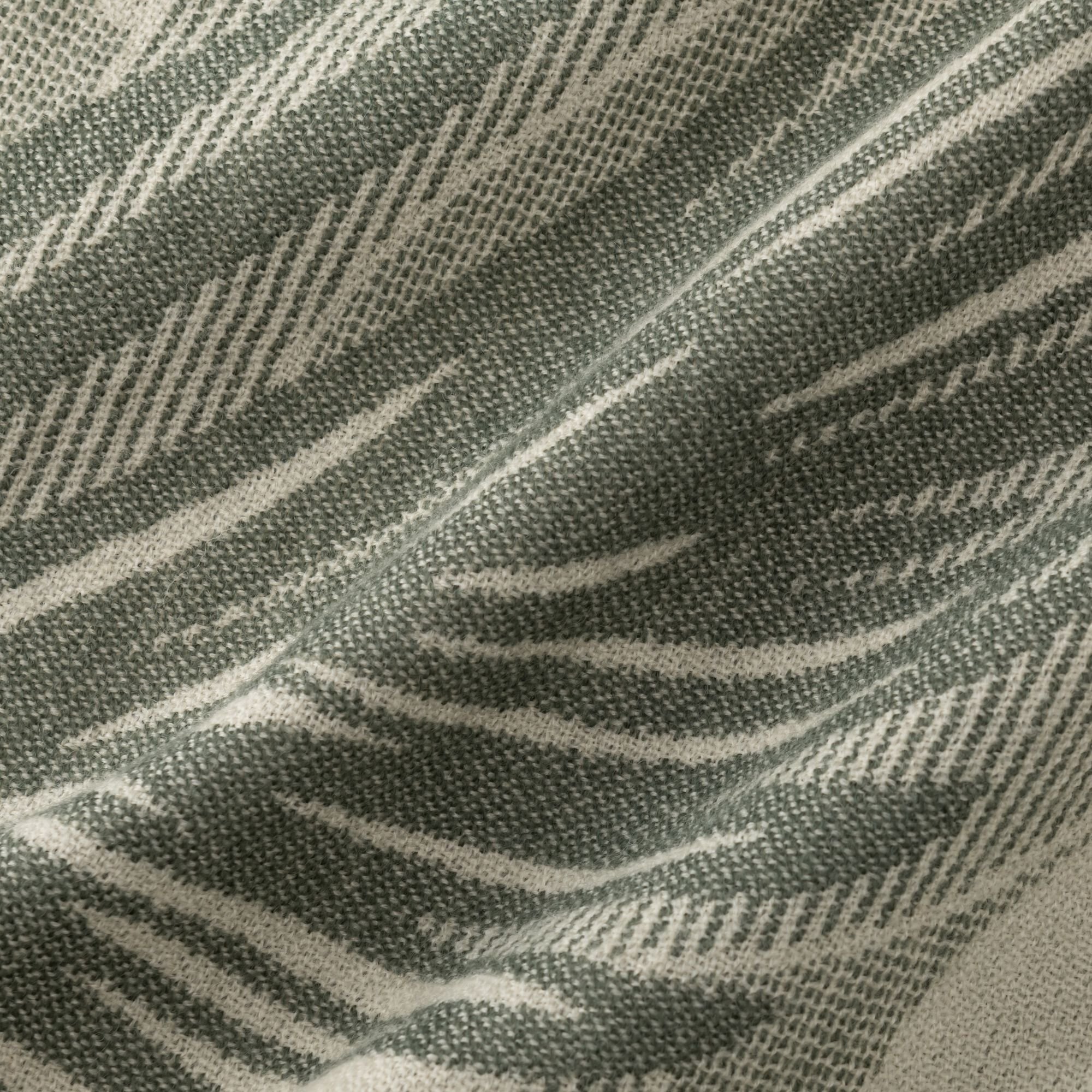 KENTIA - Plaid en laine à motif végétal finition point de cheval 125x170cm - vert