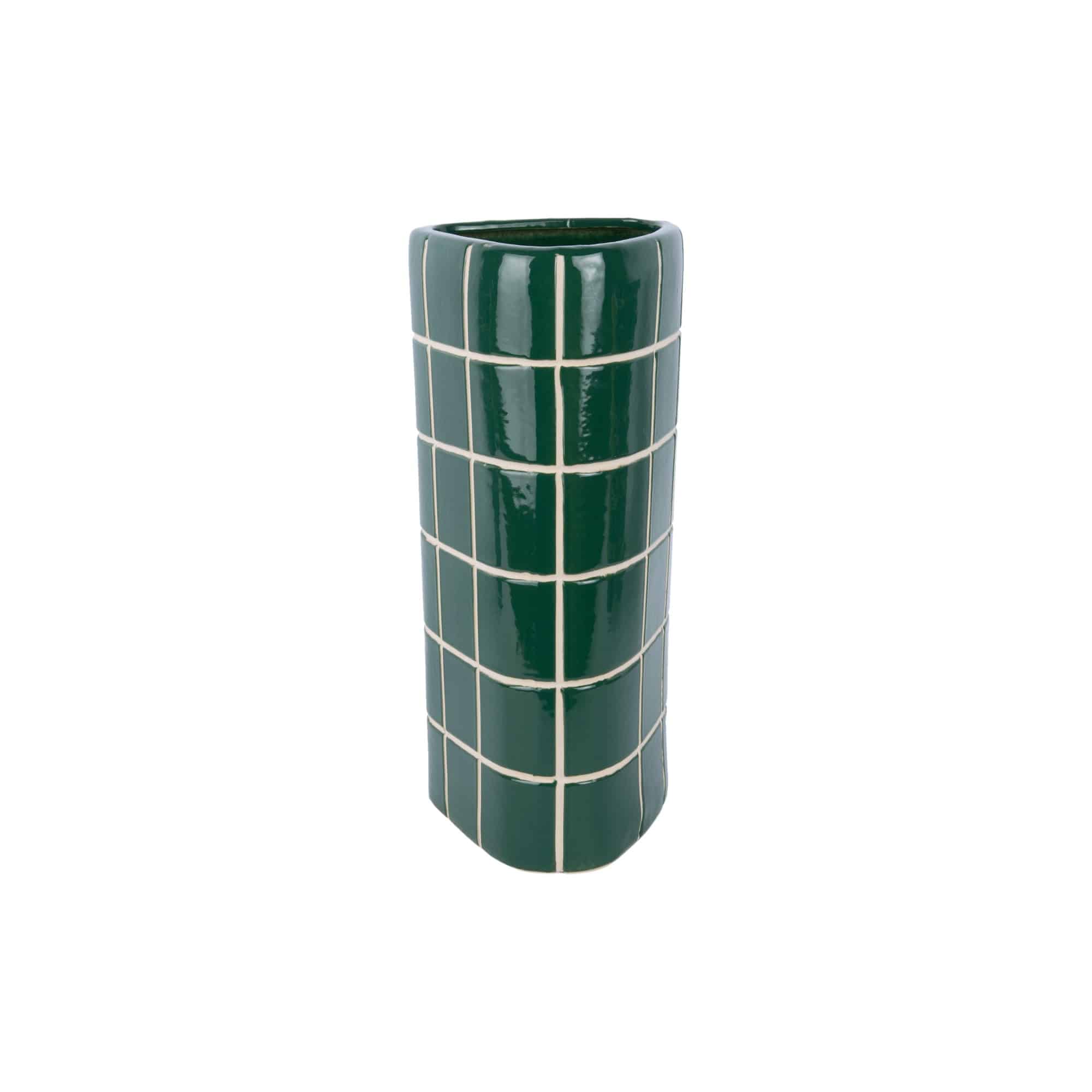 Present Time vaas Retro Tiles - groen - 16.5x15x37cm