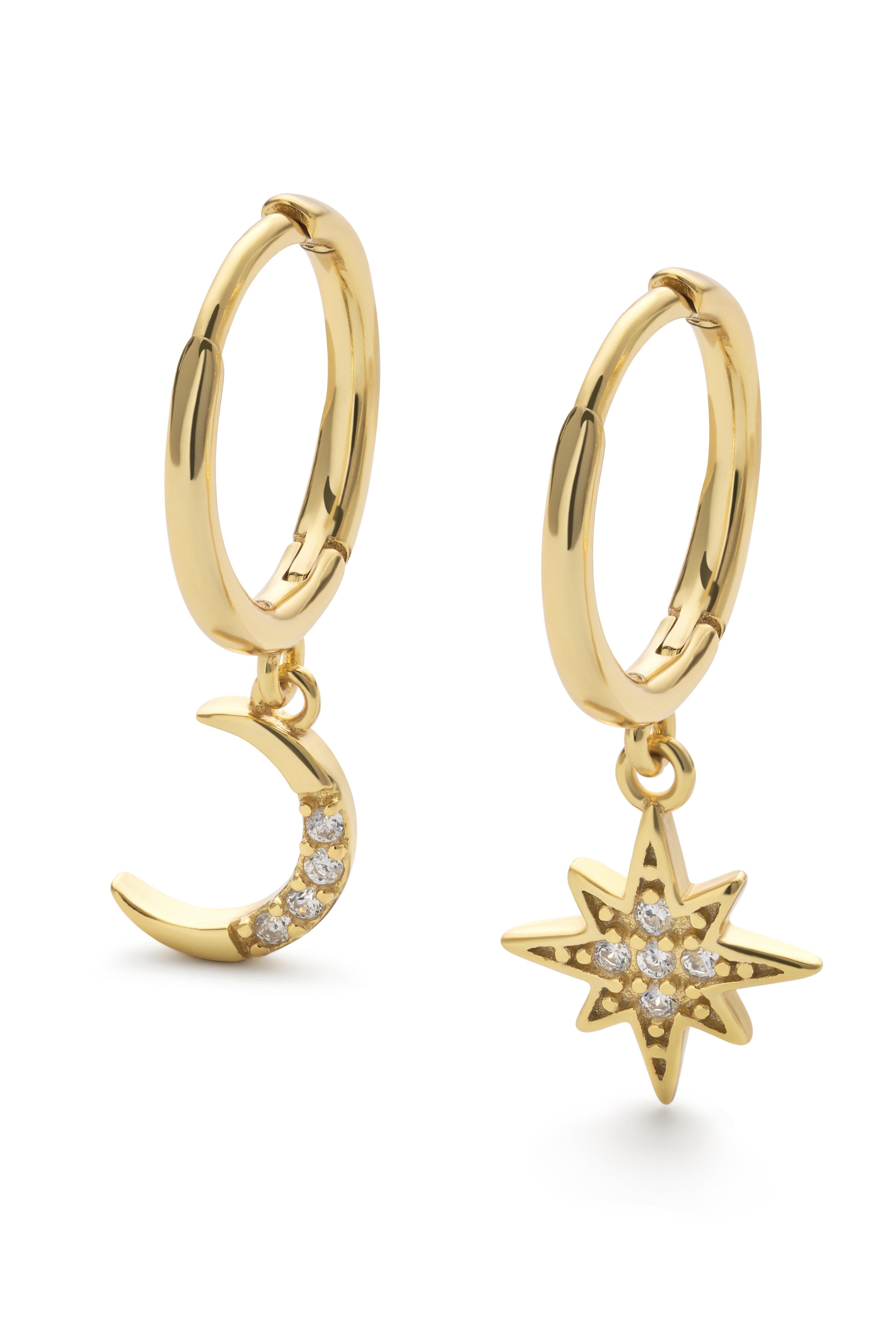 Elk & Bloom 14k Gold Star and Crescent Moon Earrings