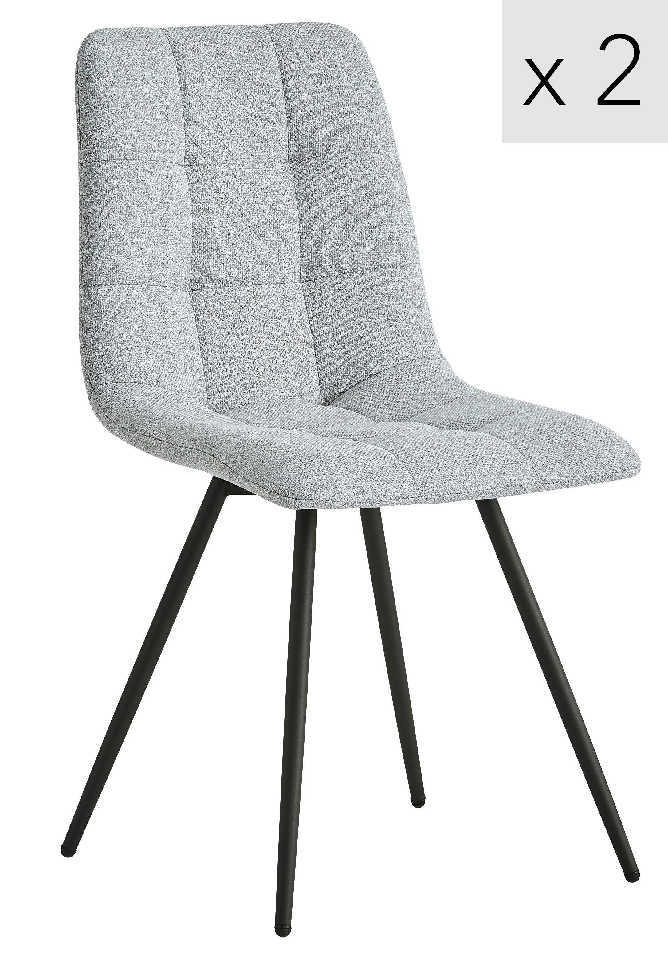 - Lot de 2 chaises scandinaves en métal et tissu gris