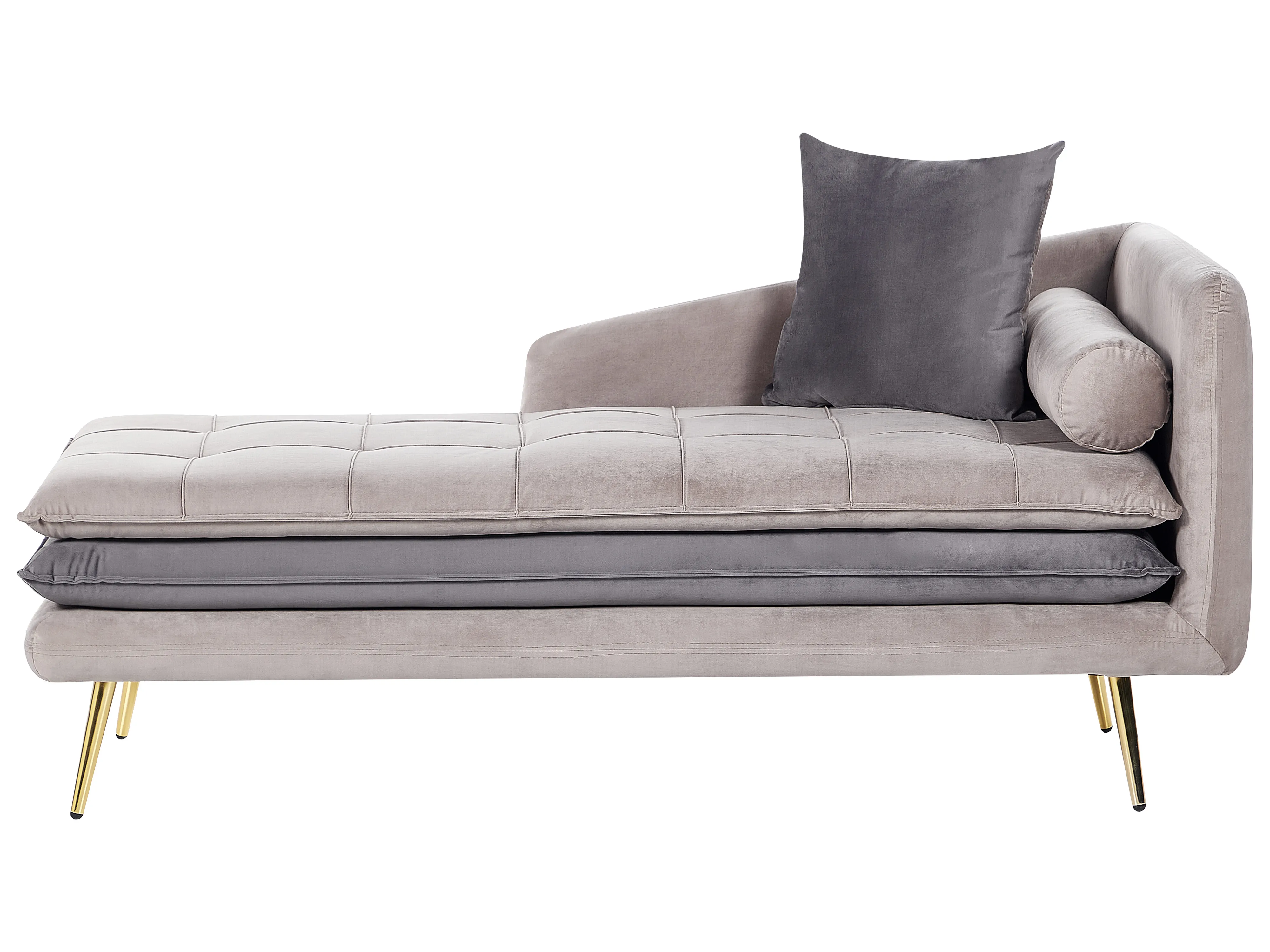 Right-Hand Chaise Longue GONESSE Velvet Taupe