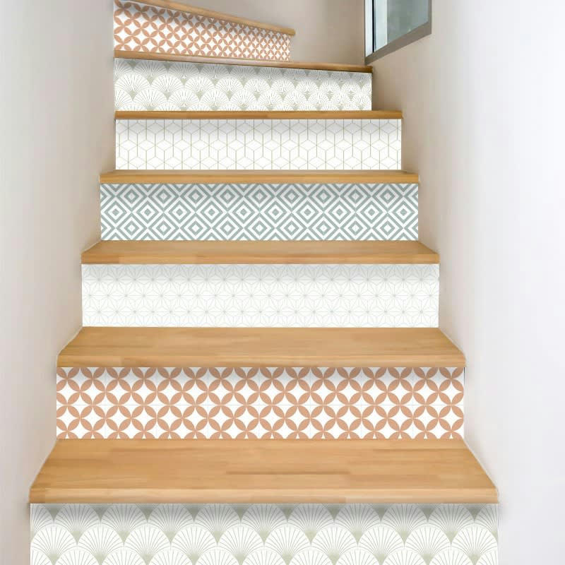 MIX PASTEL BLANDNING - Lot de 5 Contremarches H 18xL100cm Multicolore Scandinave Graphique