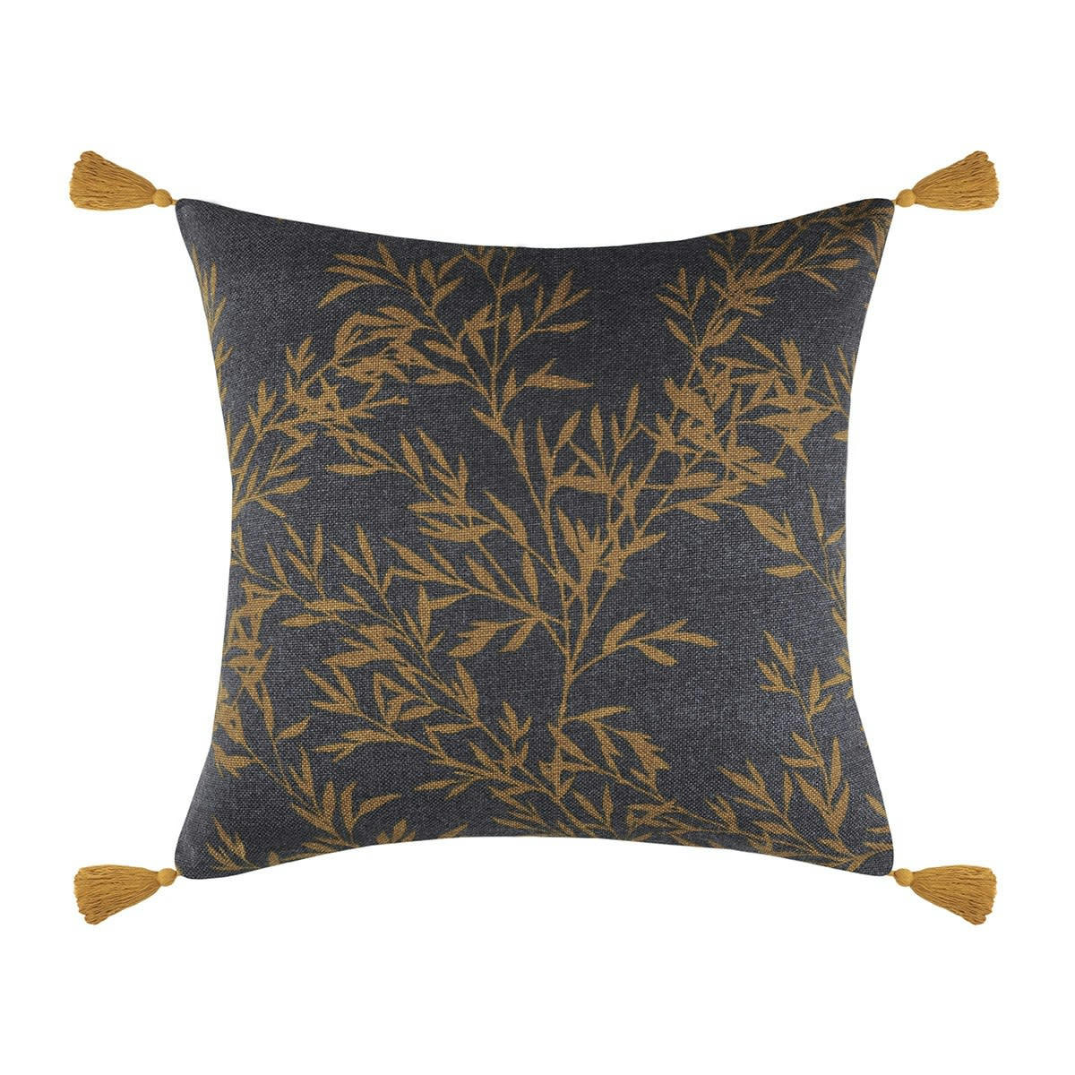GOLDY - Coussin ambiance nature coton ardoise 40x40cm