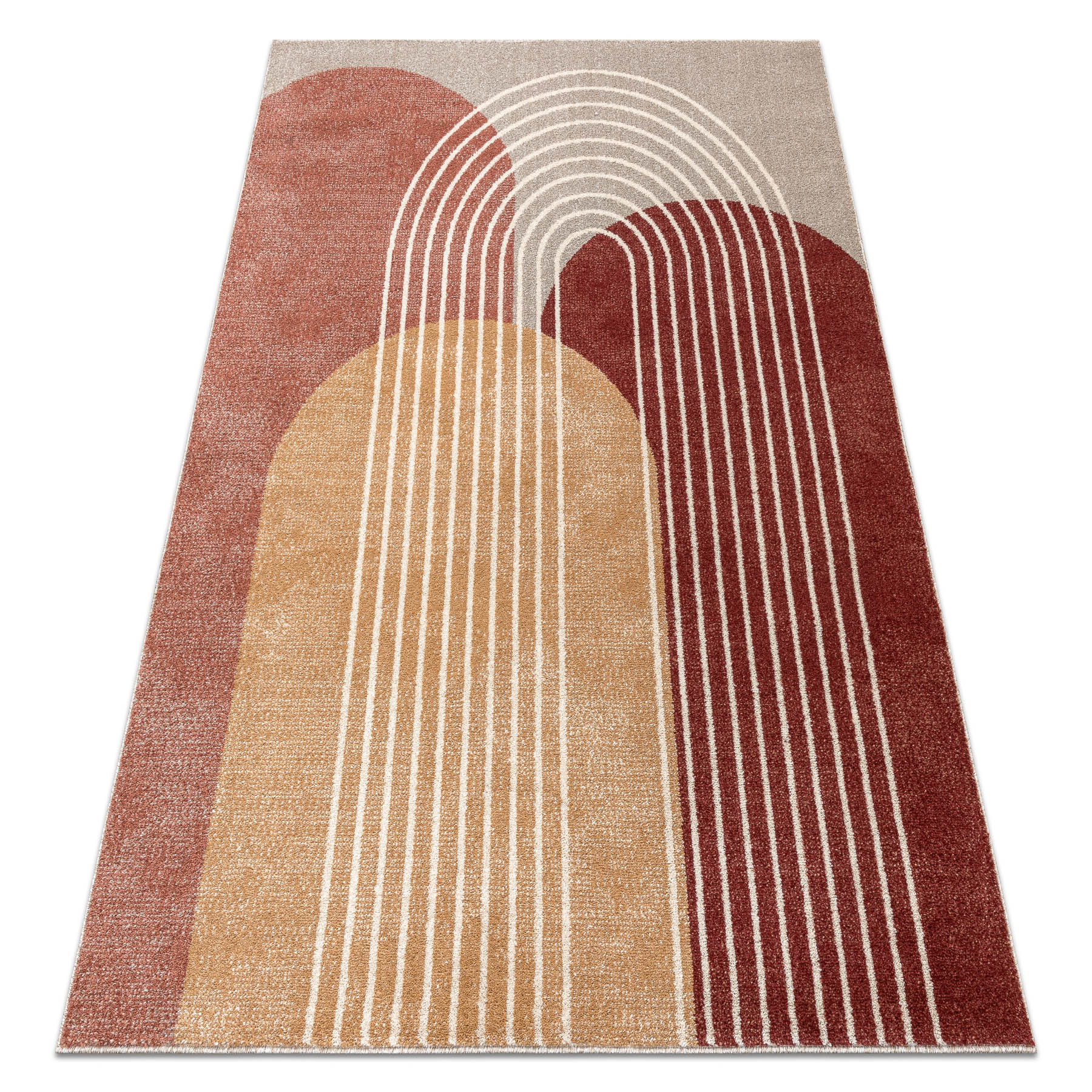 Dywan FUSION 0810 beż / terakota - Geometryczny, nowoczesny, 80x150 cm