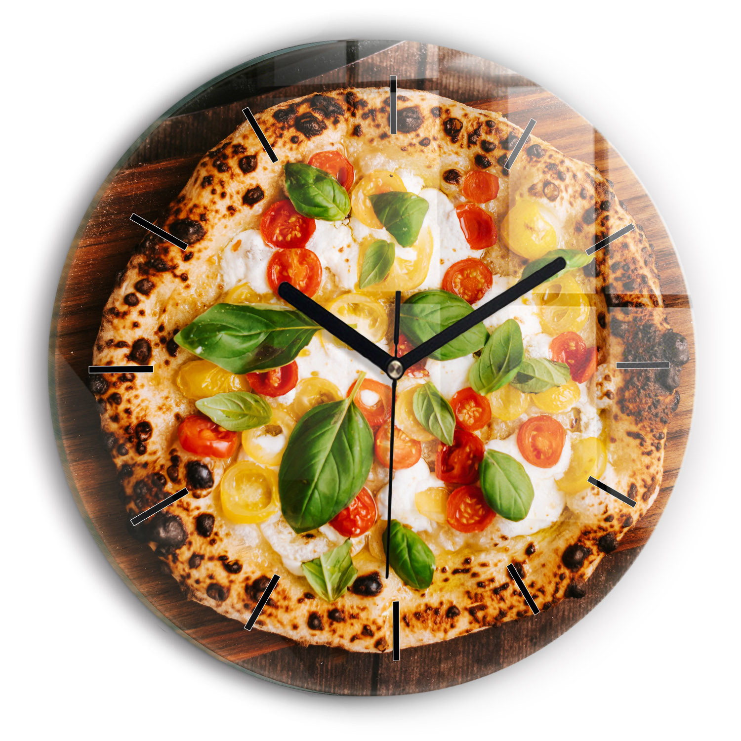 Nowoczesny szklany zegar ścienny Włoska pizza fi30