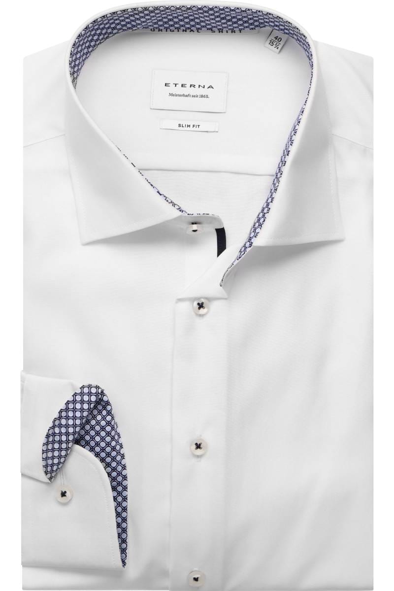 ETERNA Slim Fit Hemd weiss, Einfarbig (extra langer Arm)