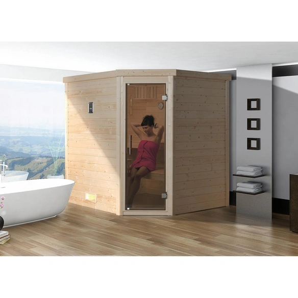 Sauna »Turku 1«, BxHxT: 195 x 205 x 178 cm, mit Glastür